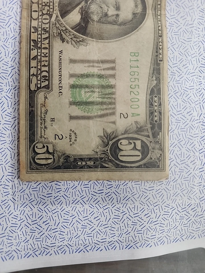 1934 $50 Dollar Bill Federal Reserve Note B11655200 A - Image 4 of 4