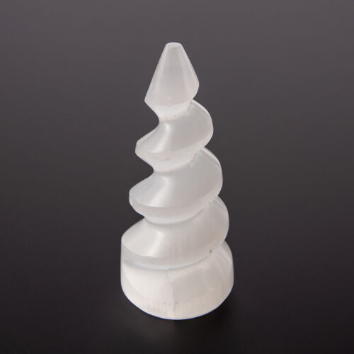 Lote de 3 Selenita Espiral Torre Unicornio Cuerno Cristal Natural Especímenes Marruecos - Imagen 2 de 8