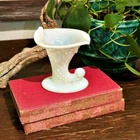Fenton Hobnail Milk Glass Cornucopia Candle Holder Small White Vase Vintage 3.5"
