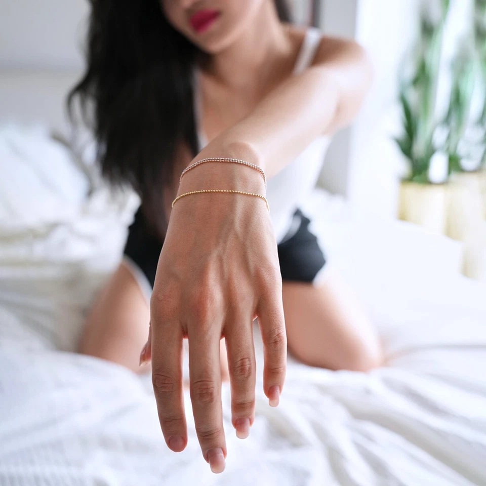 14K Yellow/White/Rose Gold 1.15mm Diamond-Cut Beaded Bracelet (Hollow) 7.25" - Image 3 of 4