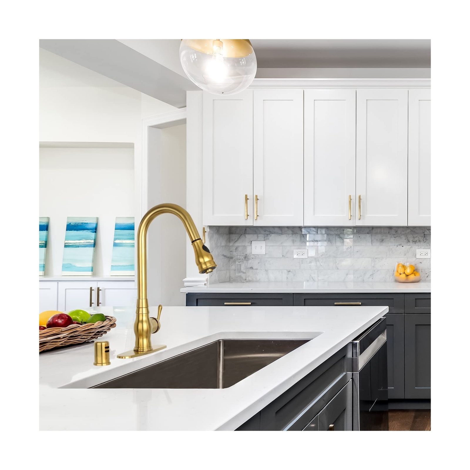 OneHandle PullDown Kitchen Faucet Single Level Solid Brass Kitchen