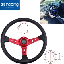 US Stock 14" 95mm Deep Dish Universal Drifting Racing Steering Wheel
