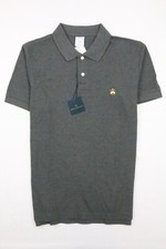 Brooks Brothers Mens Performance Polo Shirt Short Sleeve Gray Gold Mesh Slim L