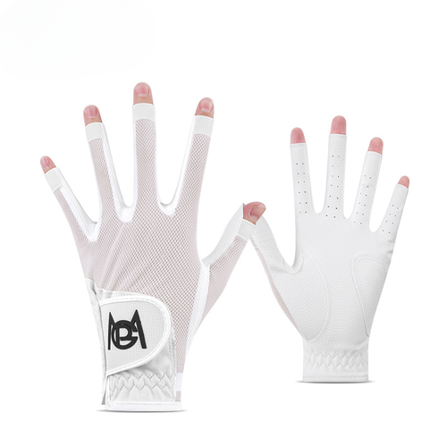 1 Pair Women's Fingerless Golf Gloves Palm AntiSlip Texture PU Mesh