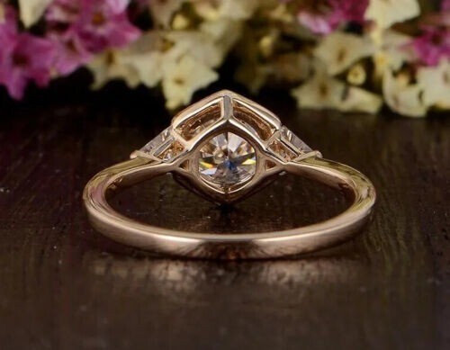 3.60 Ct Round Cut White Diamond Lab-Created Wedding Ring 14K Rose Gold Finish - Picture 4 of 7