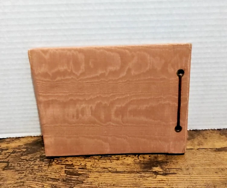 Álbum de fotos instantáneas de colección marrón claro rosa rosas tela cubierta cartón sin usar Foto 4 de 4