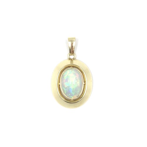 Colgante de oro amarillo de 14 quilates ópalo de 8,65 quilates 585 joyas de oro ópalo precioso ovalado 3,9 cm - Imagen 7 de 17