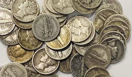 Lot of 5 Mercury Dimes Silver FULL DATES