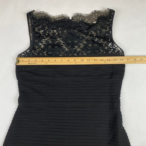 Tadashi Shoji Dress Women's Size Medium Black Pintuck Jersey Boatneck Gown - Picture 12 of 20