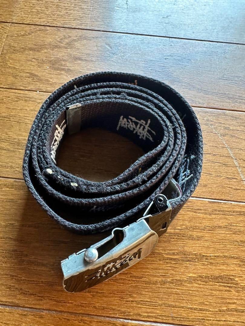 小物 old stussy/gacha belt/Black Stussy Gacha Belt Multicolor Embroidered Black 120cm Used