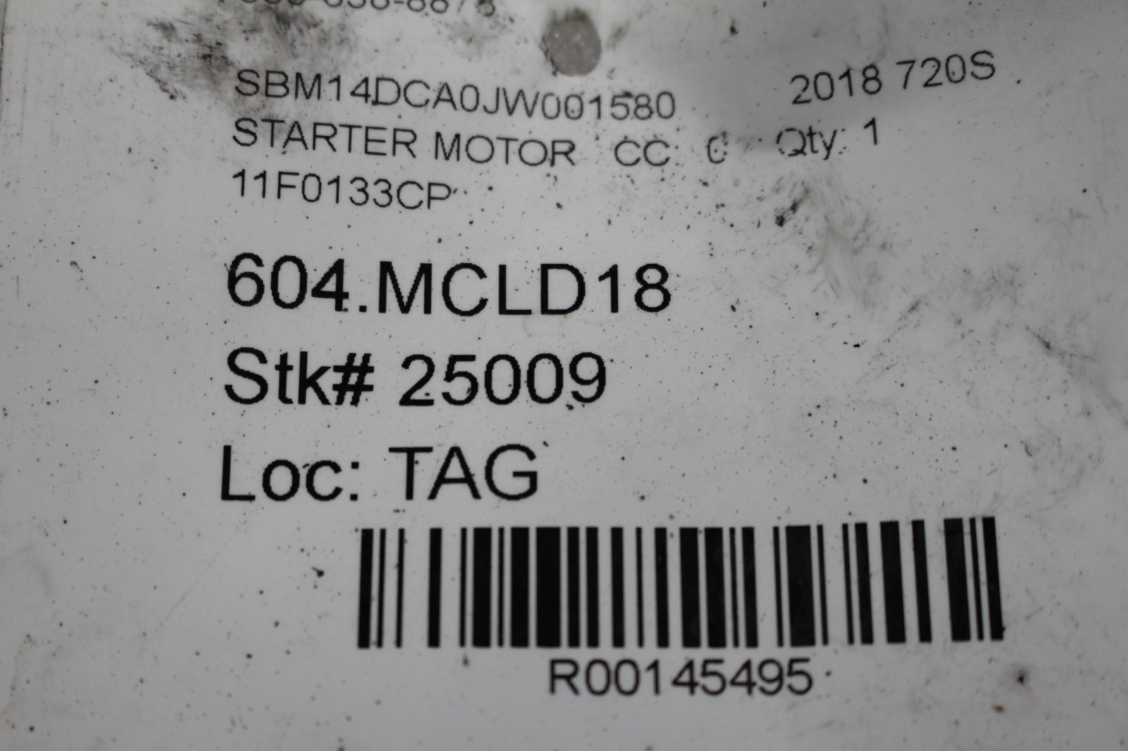 McLaren 720S, Starter Motor, Used, P/N 11F0133CP