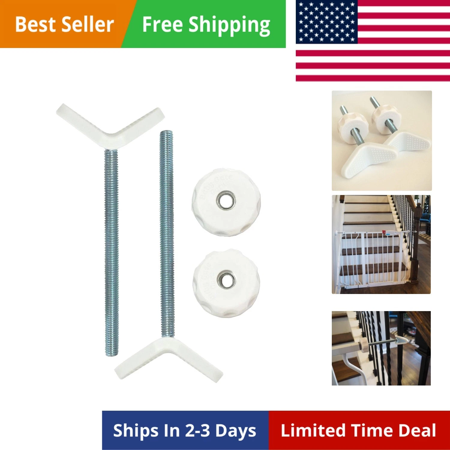 Extra Long M8 8mm Stair Banister Adapter Y-Spindle Rods 2 Pack for Pressure M...