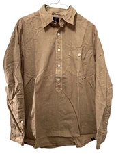 NWT Oobe Brand Charleston Popover Shirt Medium Tan 90% Cotton 10% Silk Button