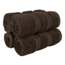 American Soft Linen 600 GSM Washcloths 4 Pack 13x13 Soft Cotton Brown Towels