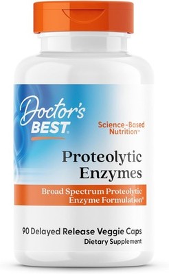 Doctor's Best Proteolytic Enzymes Gluten Free Non GMO 90 Vegetarian Capsules