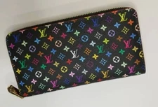 Louis Vuitton Monogram Multicolor Zippy Zip Around Long Wallet Black