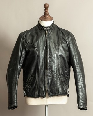 Vintage 60er Jahre Brooks Cafe Racer Lederjacke Talon Reißverschlüsse | 38-40