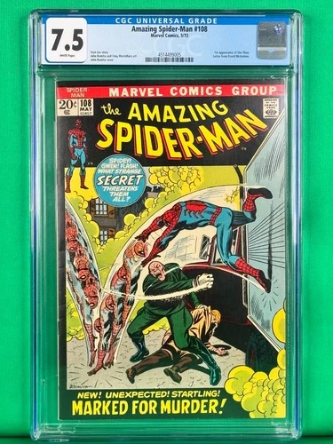 MARVEL COMICS CGC 7.5 AMAZING SPIDER MAN 108 WHITE PAGES 5/72