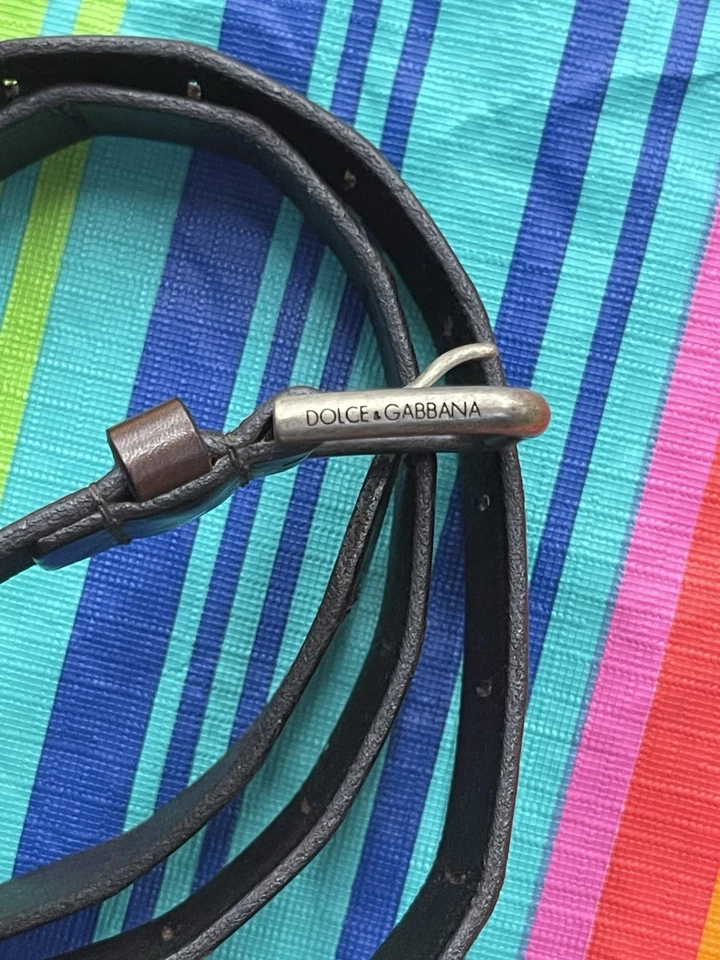 Cinturón Vintage Dolce Gabbana Cuero Marrón Diseño Mínimo Delgado Talla 36 90cm H47 Foto 3 de 4
