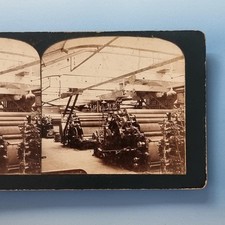 Victorian Industry Stereoview C1900 Real Photo Textile Mill Press / Wringers