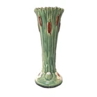 Arts Crafts Cattail Vase Green Art Pottery Tall Weller Style Vintage