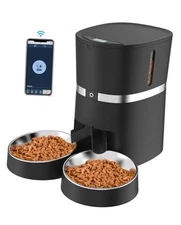 Smart Cat Feeder,  Automatic Cat Feeder WiFi Enable Pet Dog Food WIFI Black