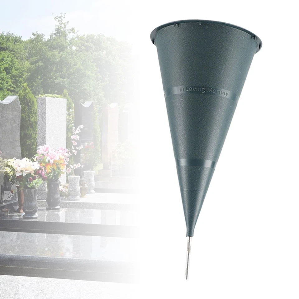 Portable Cone Cemetery Vase with Metal Ground Spikes Art Vases Minimalist Grave
