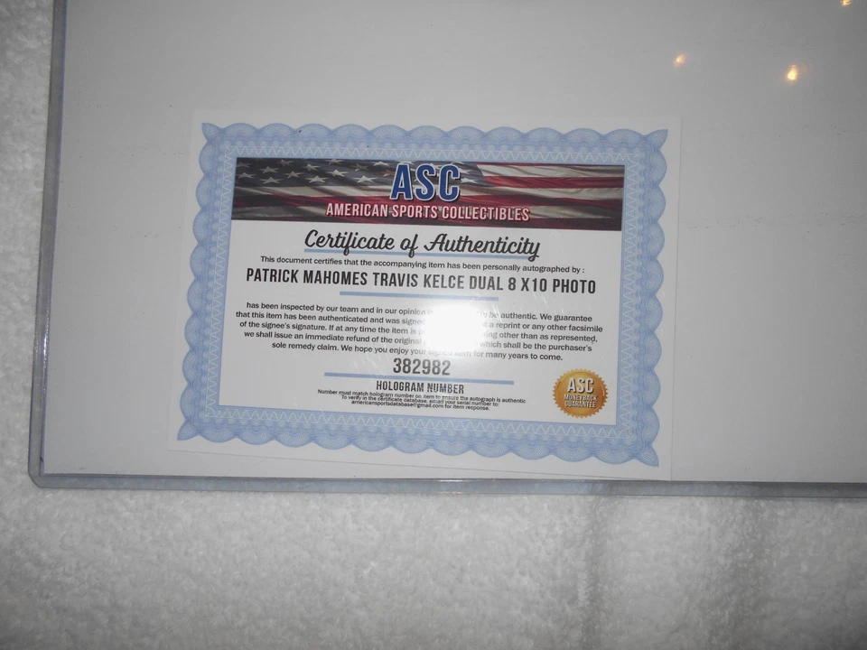 sprts Патрик Махомс Трэвис Келс двойной автограф 8 x 10 фото/COA красивый - Изображение 3 из 4