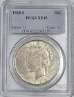 1928 S 90% Silver Peace Dollar PCGS XF45