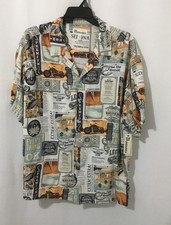 No Boundaries Men's Rayon Short Sleeve Shirt Newspaper Multi 3XL 54-56 NWT