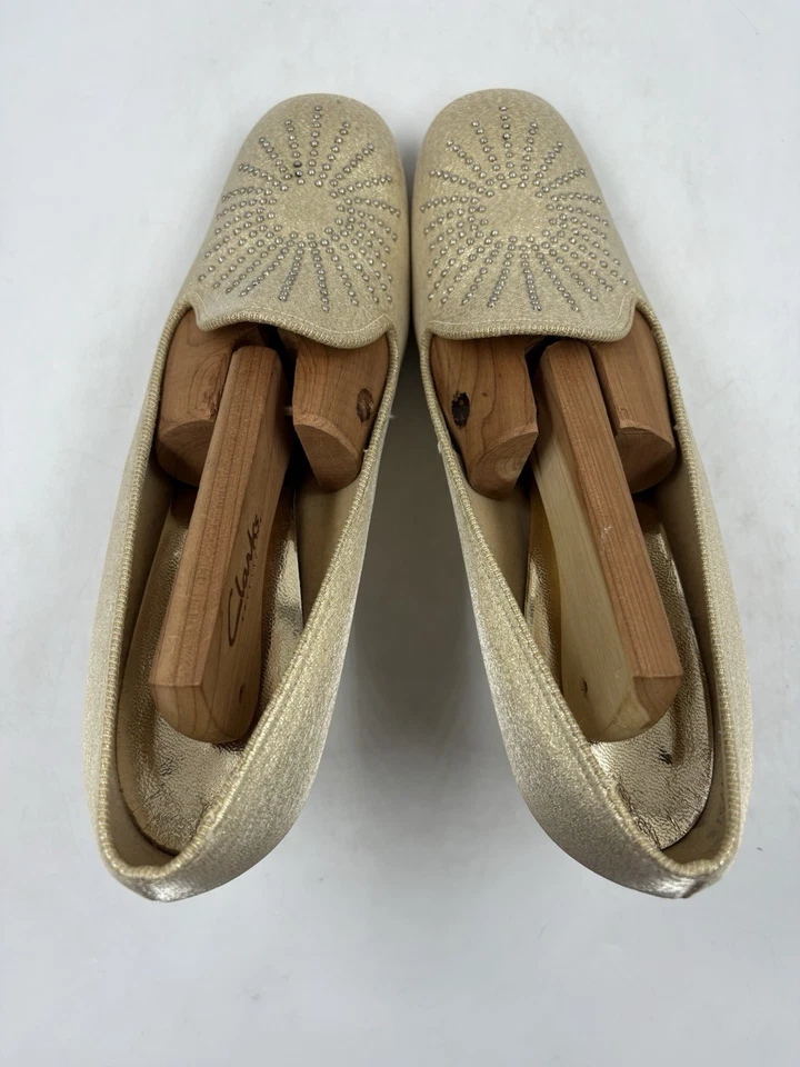 Tacones vintage Marcella años 60 70 oro brillante talla 7,5 EE. UU., 6 Reino Unido, 24 cm Foto 4 de 4