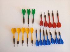 Vintage Steel Tip Darts Lot of 20 Made in England Plastic Flights Mixed Colors