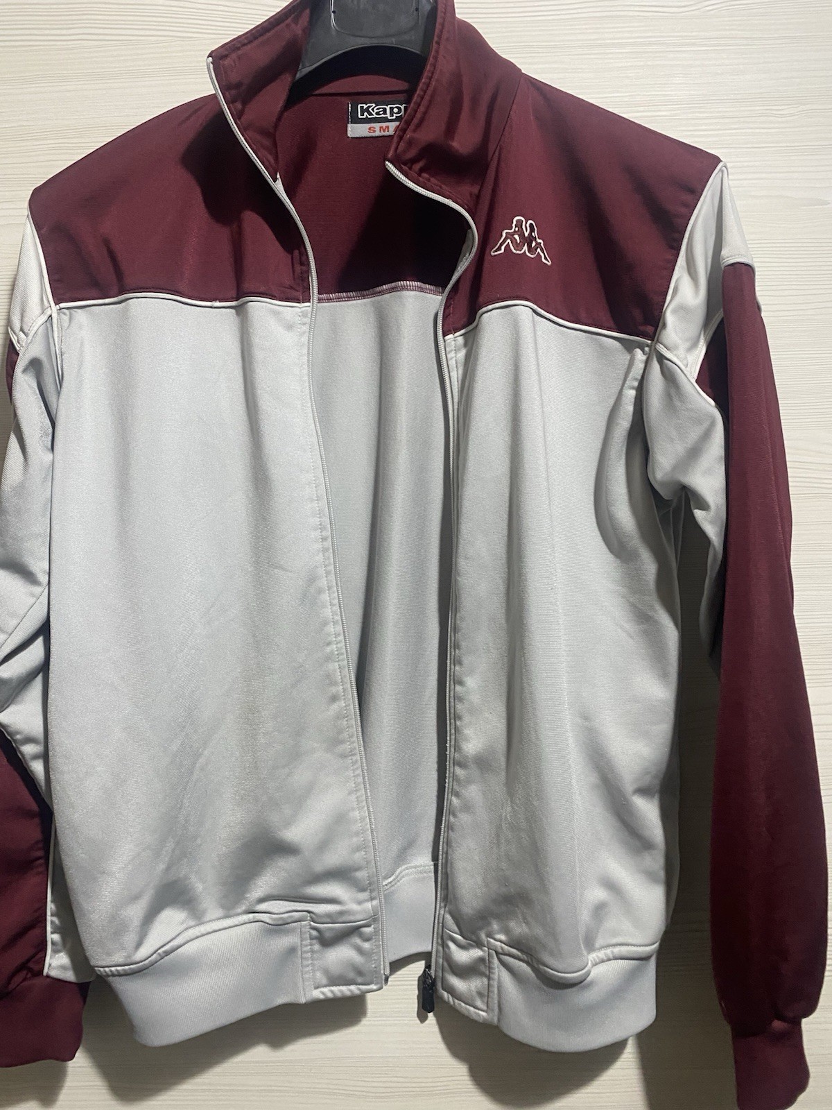 Vintage Kappa Track Jacket Full Zip Maroon Grey Embroidered Logo Size S