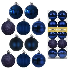 Navy Blue 3.2" Large Christmas Balls - Christmas Tree Decoration Ornaments Sh...