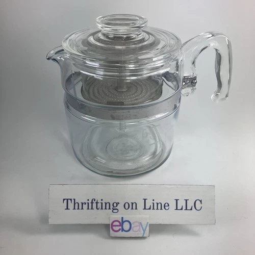 Vintage Pyrex Flameware Glass Percolator Coffee Pot 7756-B 6 Cup Complete