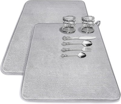 2 Pcs Large Dish Drying Mat for Kitchen Counter,24 x 17 inch Absorbent 