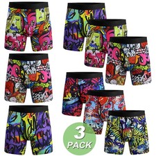 3 Pack Men Boxer Briefs Long Leg Tagless Comfort Soft Waistband Trunks Underwear