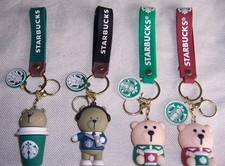 Starbucks Bear Barista Coffee Cup wristlet Keychain 4 lot Cute