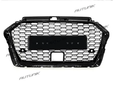 For 2017-2020 Audi A3 8V RS3 Style Front Honeycomb Mesh Grille Gloss Black W/ACC