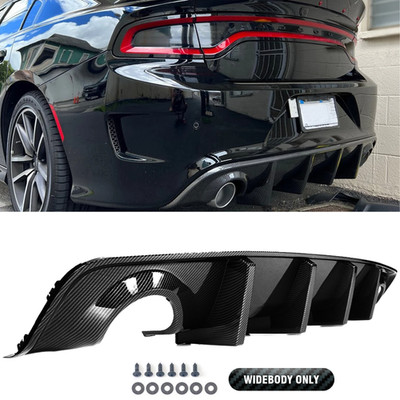 Fits 20-24 Dodge Charger Widebody SRT Carbon Fiber Look Rear Bumper Diffuser Lip