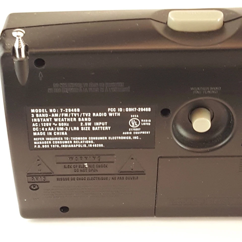 GE 3 Band Model 7-2946B AM/FM/TV1/TV2 Instant Weather Radio Band - Image 4 of 4