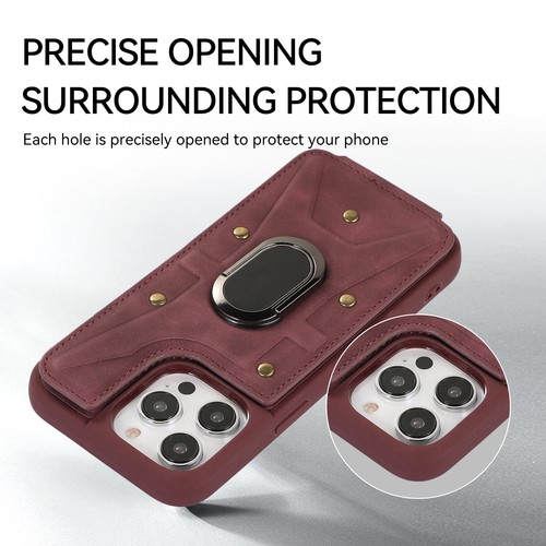 Für iPhone 15 14 Pro Max 13 11 12 Magnet Leder Wallet Case Flip Ring Hülle - Bild 59 von 63