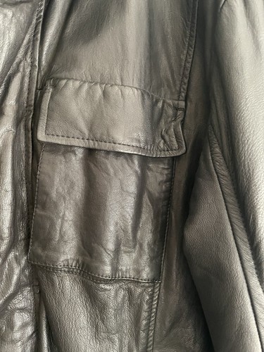 French Connection Men’s Black Leather Jacket Size XL - Picture 4 of 9
