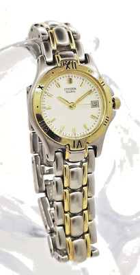 Citizen Women's Dress Watch 1010 Two Tone Date WR 30M New Battery 