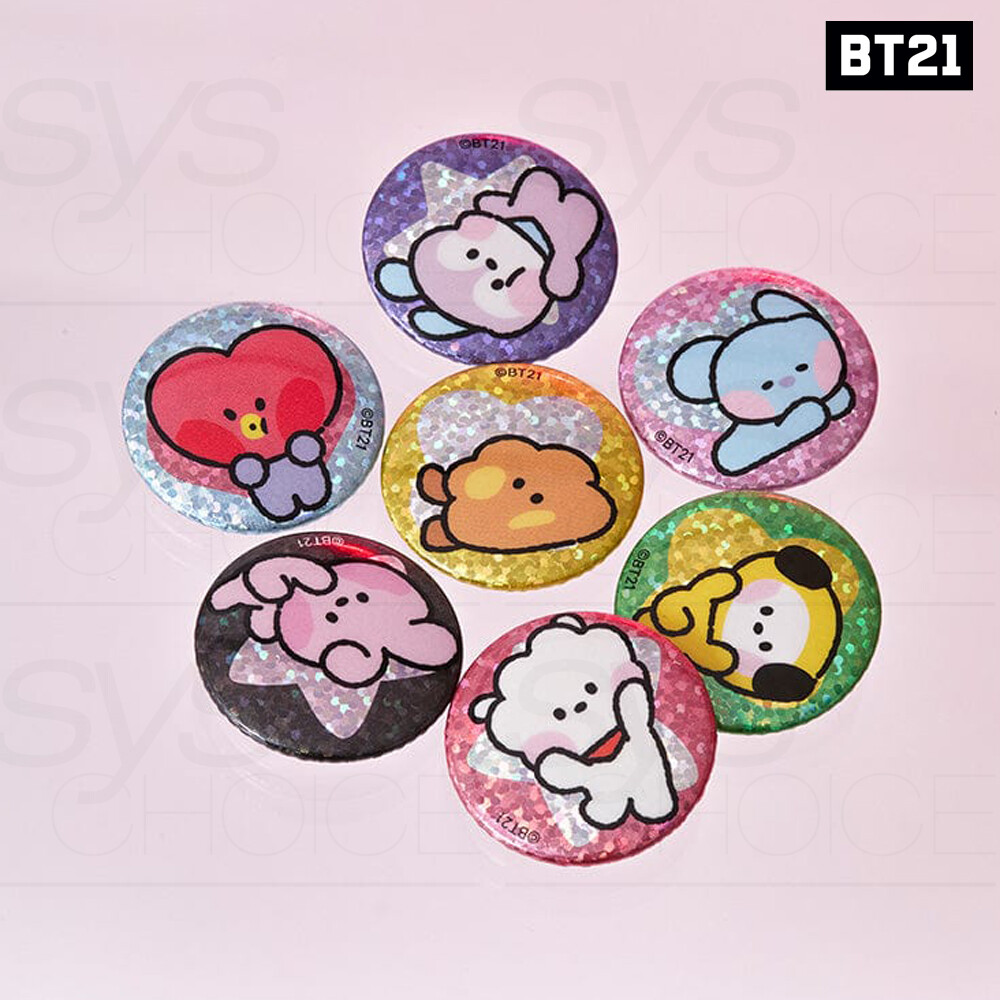 BTS BT21 Official Goods minini CAN BADGE SET LUCKY GATCHA 7pcs +