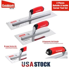 Goldblatt 2-Piece Notch Trowel Set1/8"X1/8" Square 1/4"X1/4" Square Tool Set NEW