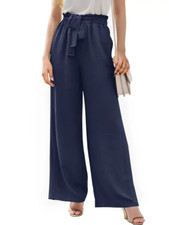 Women's High Rise Elastic Waist Palazzo Pant Casual Polyester Fashion Winter