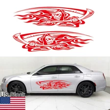 2pcs 70.5'' Red Reaper Graphic Side Body Door Skirt Vinyl Decal Stickers Decor