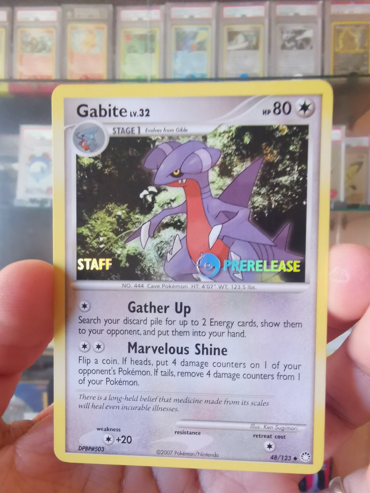 Pokemon Card 2007 GABITE Rare PRERELEASE STAFF Stamped Promo 48/123 NM