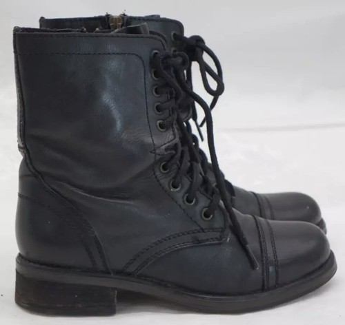 Stivali da combattimento Steve Madden Troopa 2.0 in pelle nera taglia 8 stringati molto belli - Foto 2 di 9